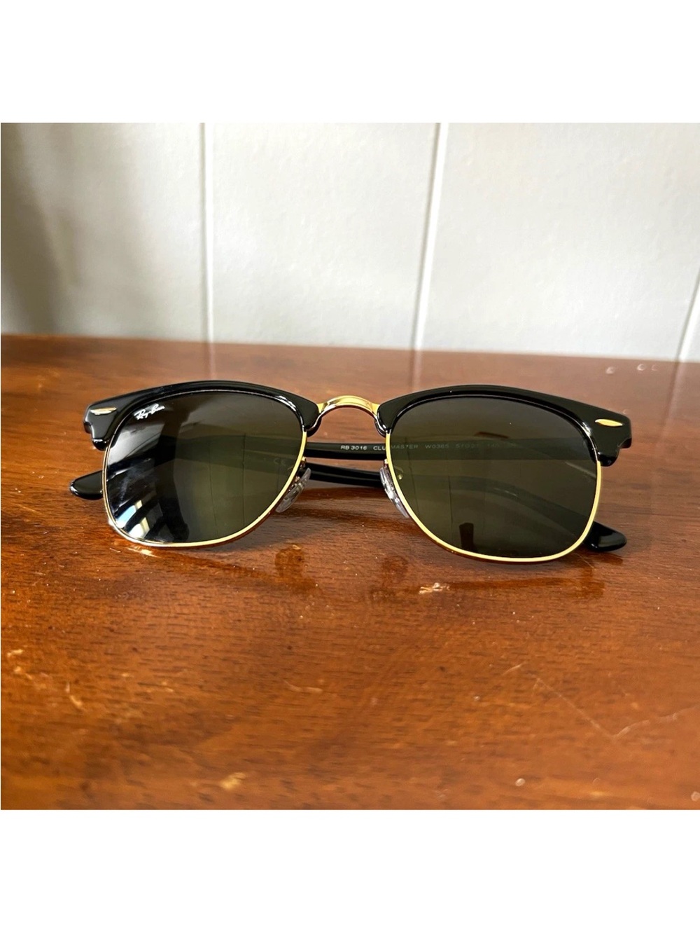 Ray-Ban RB3016 Clubmaster Black Gold Sunglasses W0365 51mm